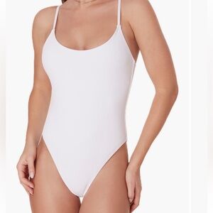 Andie Swim The Laguna One Piece Ribbed White Bathing Suit